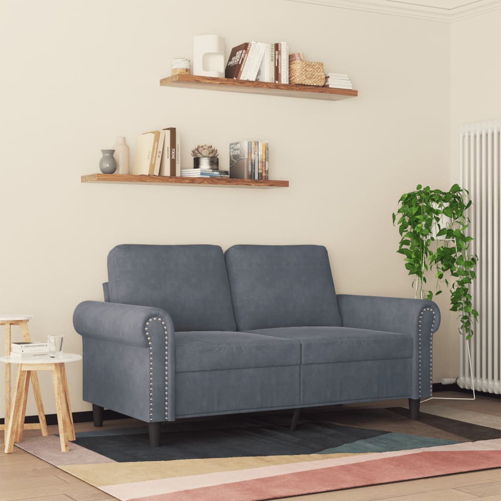 2-Sitzer-Sofa Dunkelgrau 120 cm Samt