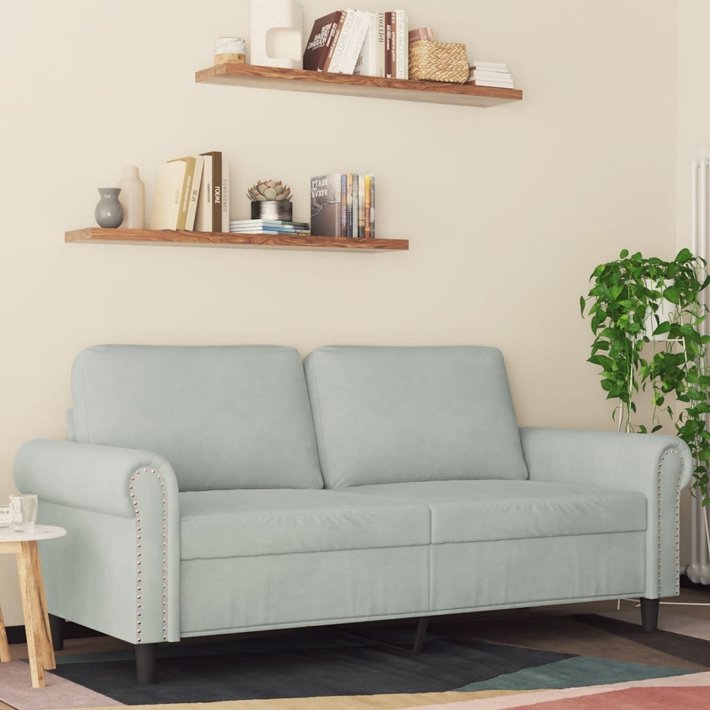 2-Sitzer-Sofa Hellgrau 140 cm Samt