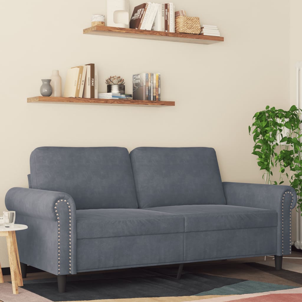 2-Sitzer-Sofa Dunkelgrau 140 cm Samt