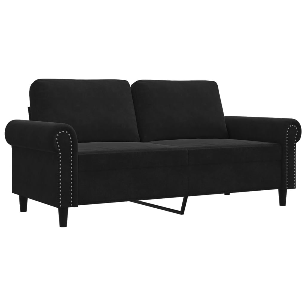 2-Sitzer-Sofa Schwarz 140 cm Samt