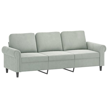 3-seater sofa light grey 180 cm velvet