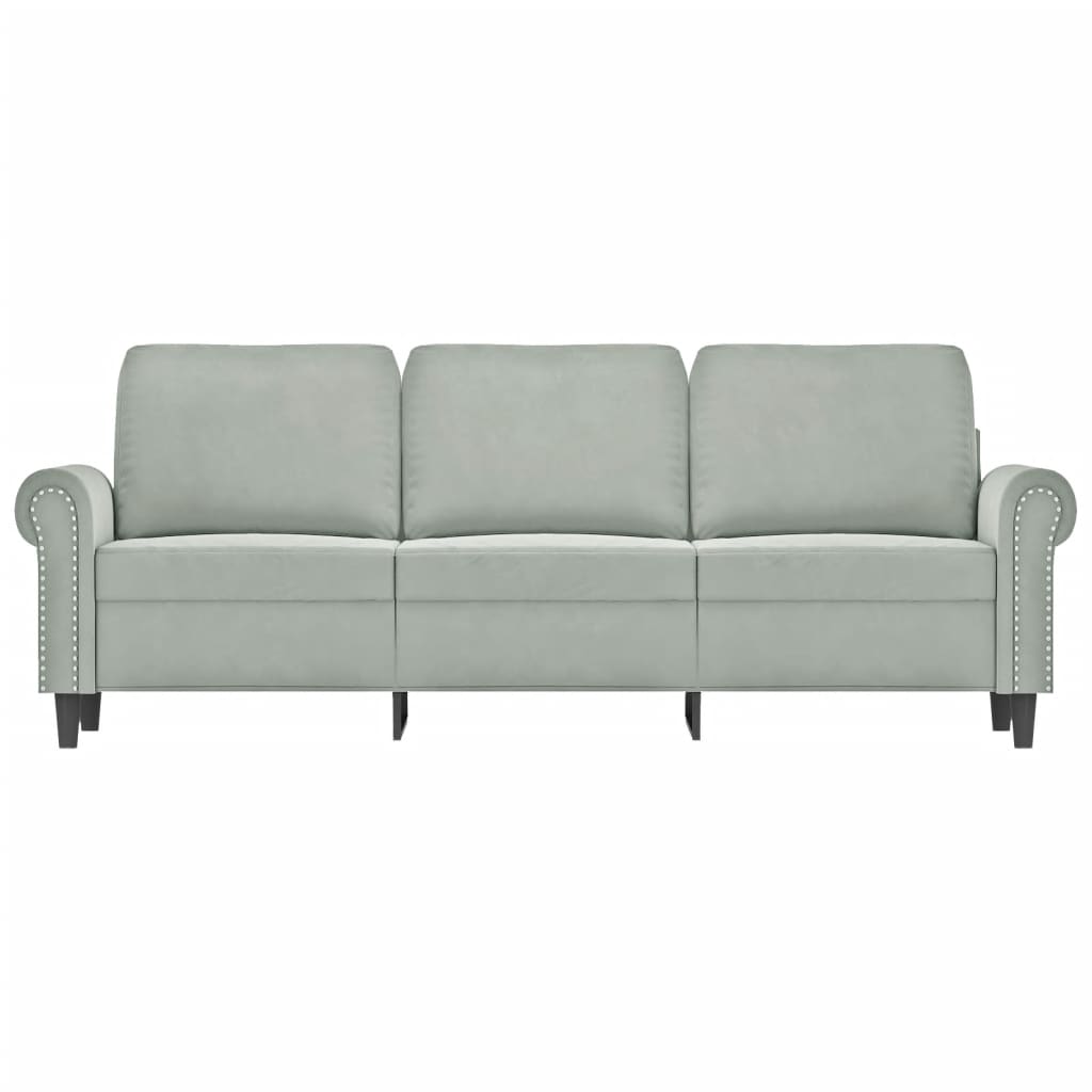 3-seater sofa light grey 180 cm velvet