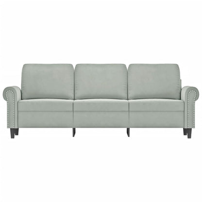 3-seater sofa light grey 180 cm velvet