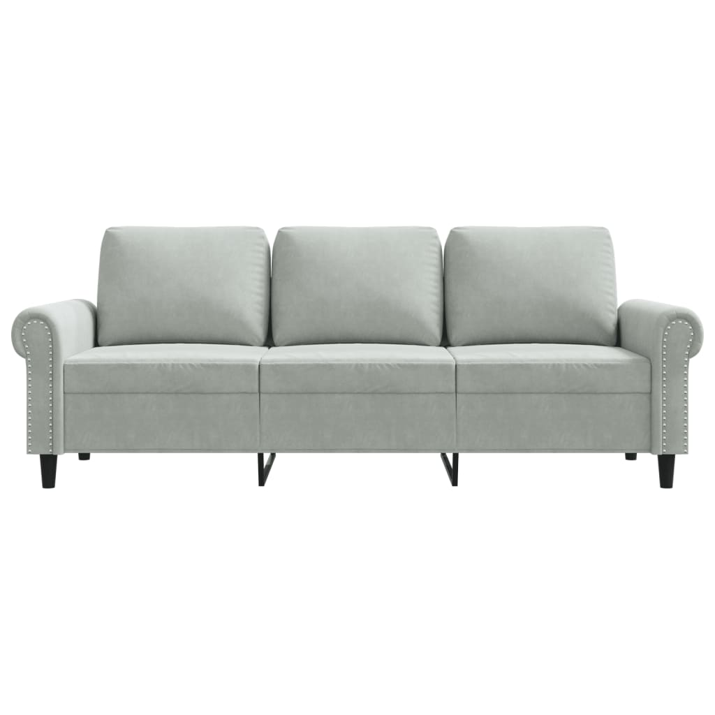 3-seater sofa light grey 180 cm velvet