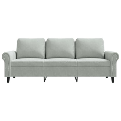 3-seater sofa light grey 180 cm velvet