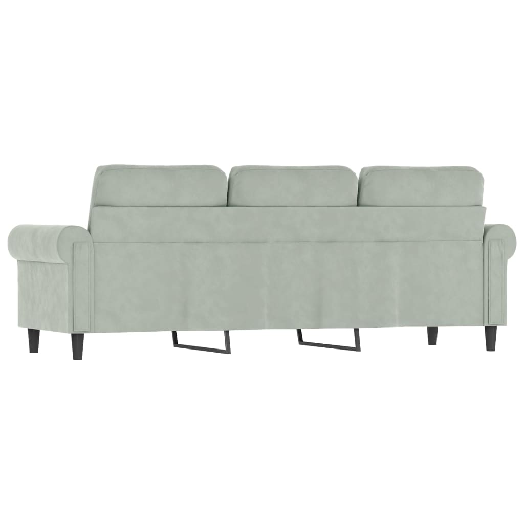 3-seater sofa light grey 180 cm velvet