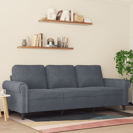 3-Sitzer-Sofa Dunkelgrau 180 cm Samt