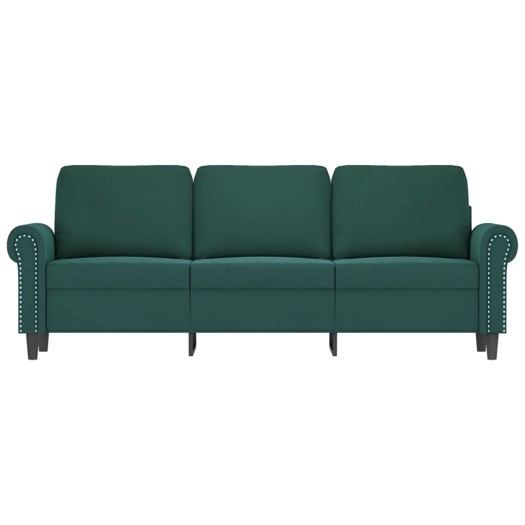 3-seater sofa dark green 180 cm velvet