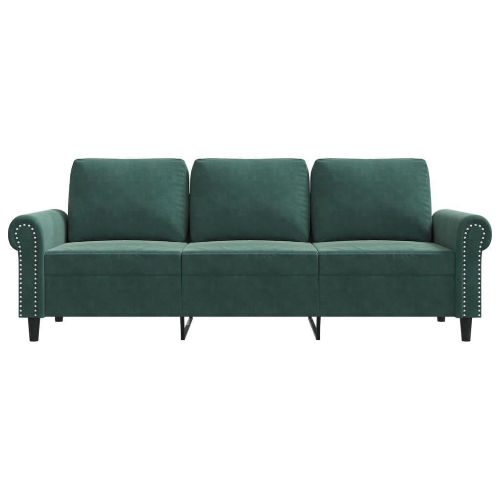 3-seater sofa dark green 180 cm velvet