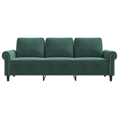 3-seater sofa dark green 180 cm velvet