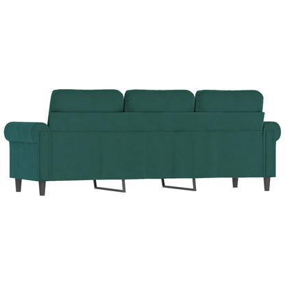 3-seater sofa dark green 180 cm velvet