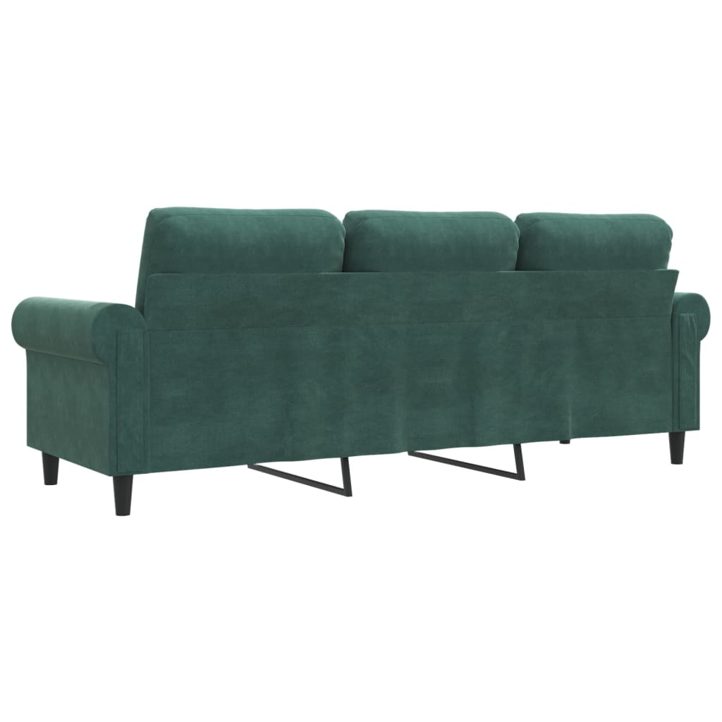 3-seater sofa dark green 180 cm velvet