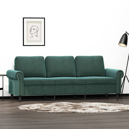 3-seater sofa dark green 180 cm velvet