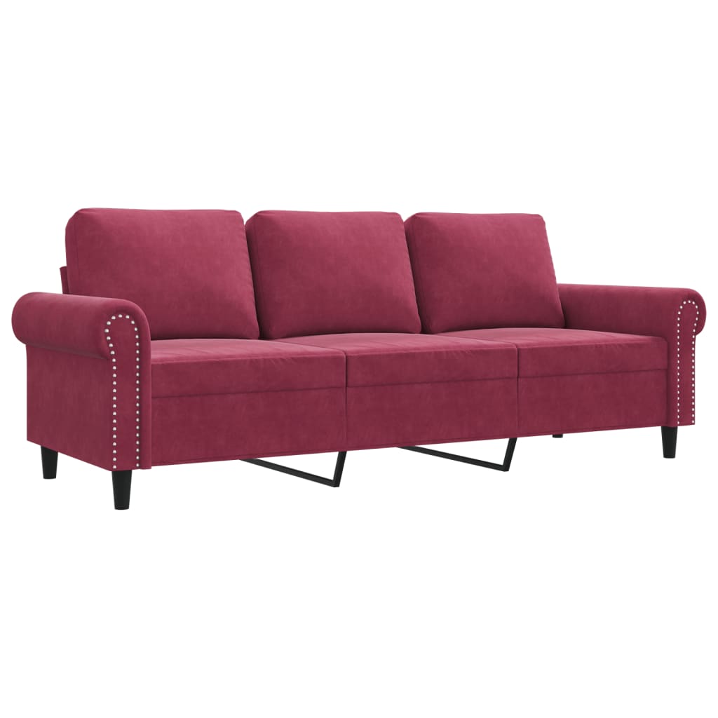 3-Sitzer-Sofa Weinrot 180 cm Samt