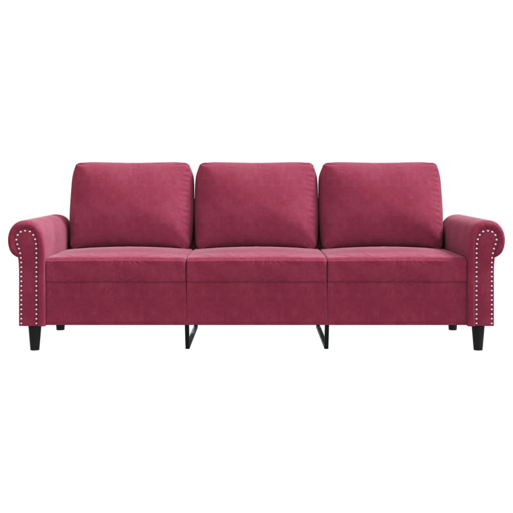 3-Sitzer-Sofa Weinrot 180 cm Samt