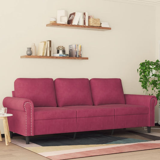 3-Sitzer-Sofa Weinrot 180 cm Samt