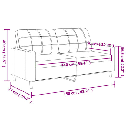 2-seater sofa brown 140 cm fabric