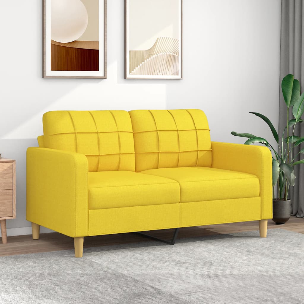 2-seater sofa light yellow 140 cm fabric