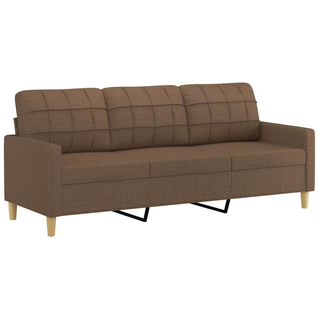 3-seater sofa brown 180 cm fabric