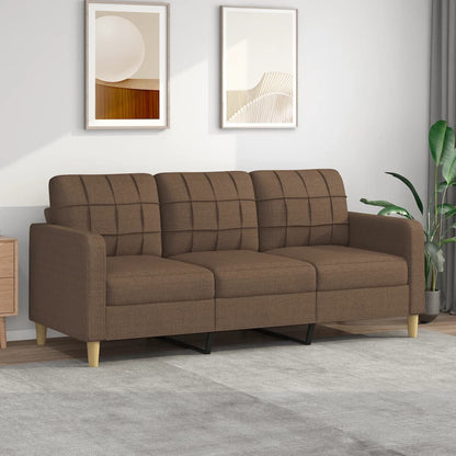 3-seater sofa brown 180 cm fabric