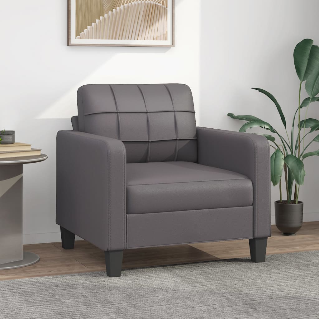 Armchair grey 60 cm artificial leather