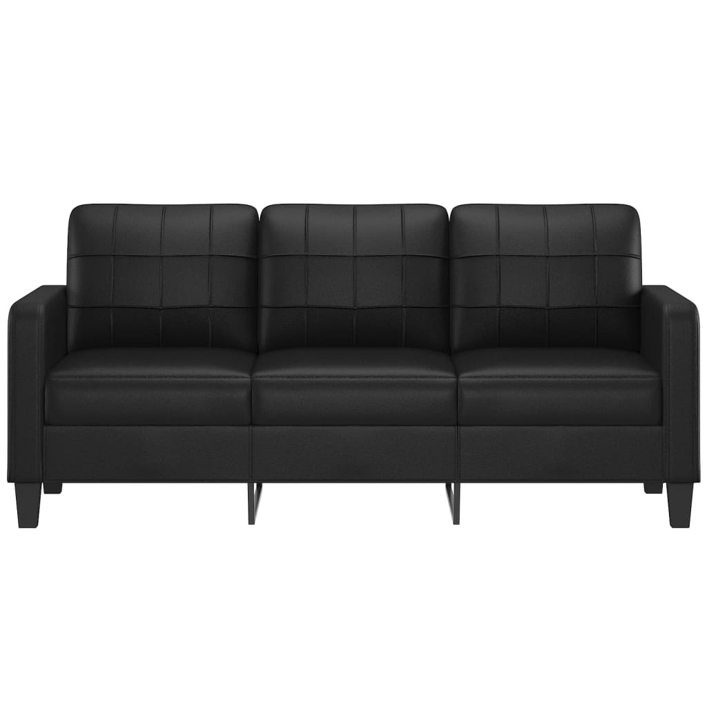 3-seater sofa black 180 cm imitation leather