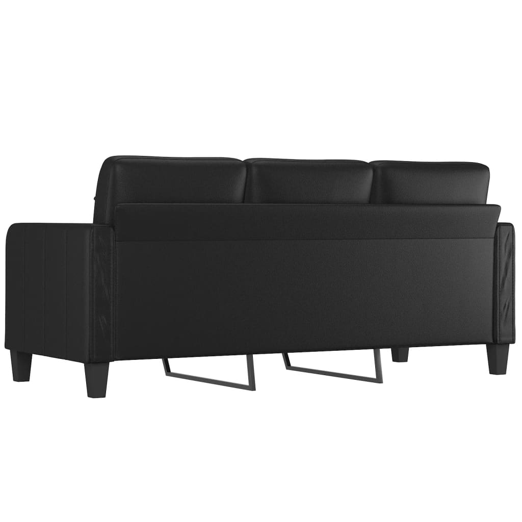 3-seater sofa black 180 cm imitation leather