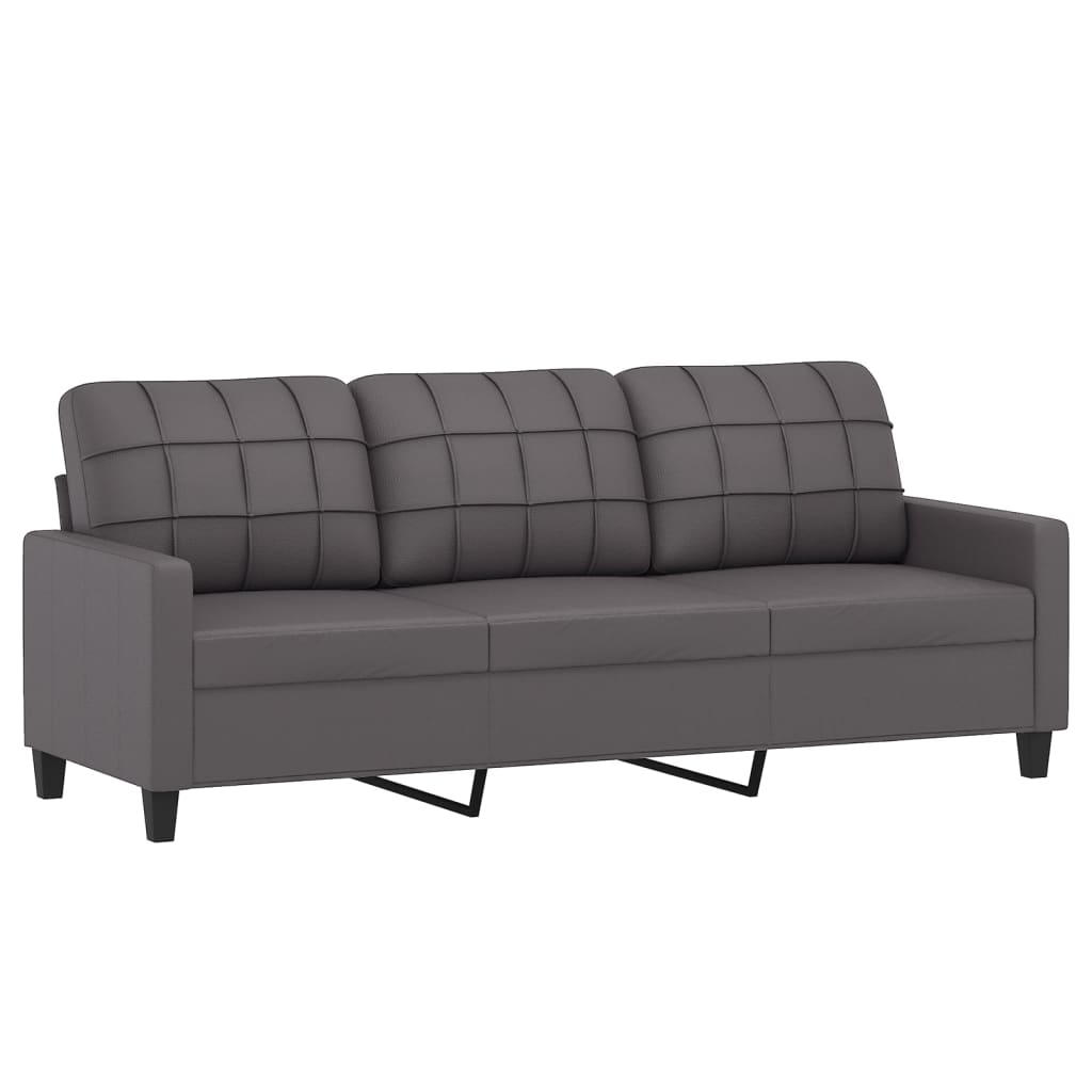 3-seater sofa grey 180 cm faux leather