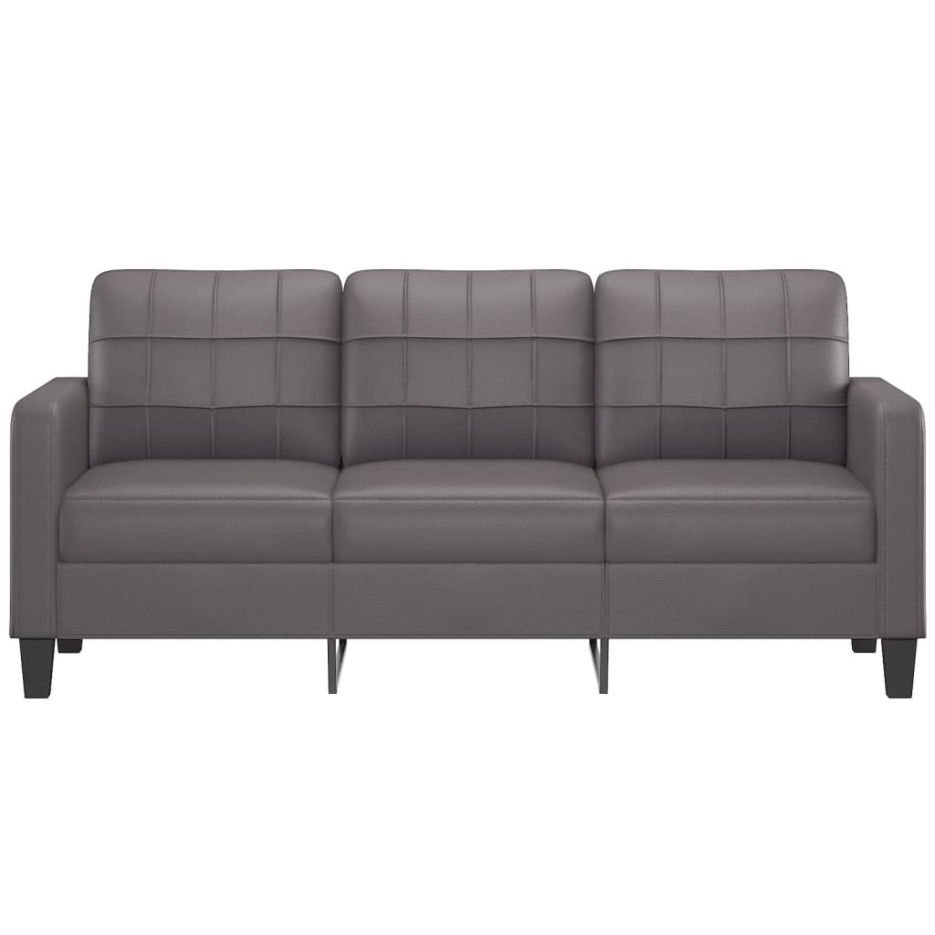 3-seater sofa grey 180 cm faux leather