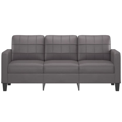 3-seater sofa grey 180 cm faux leather