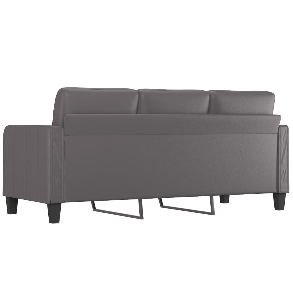 3-seater sofa grey 180 cm faux leather