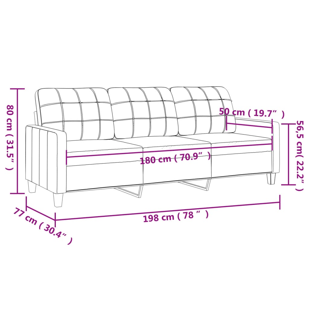 3-Sitzer-Sofa Weinrot 180 cm Kunstleder