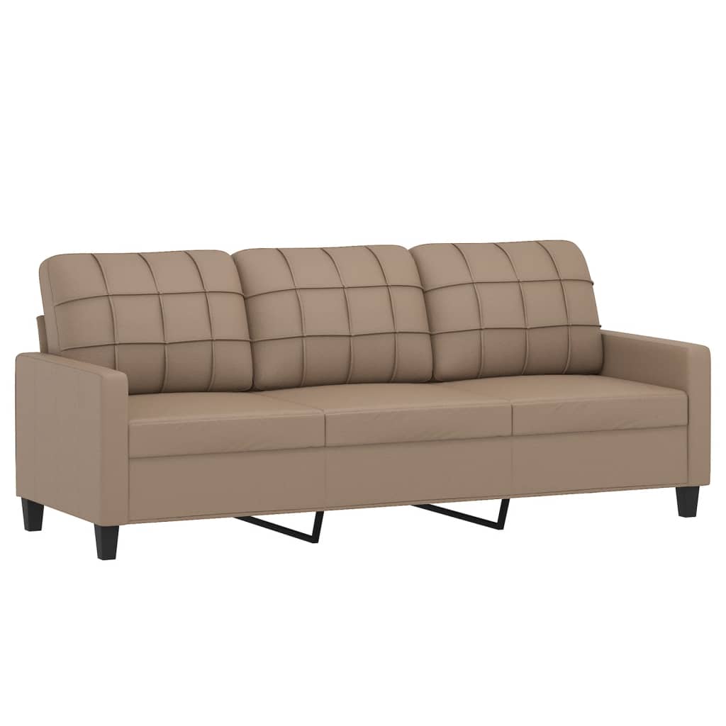 3-seater sofa cappuccino brown 180 cm artificial leather