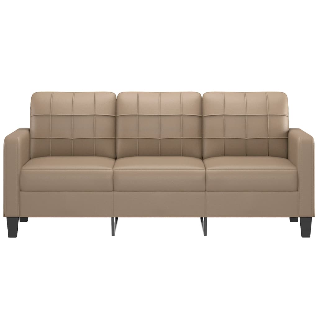 3-seater sofa cappuccino brown 180 cm artificial leather