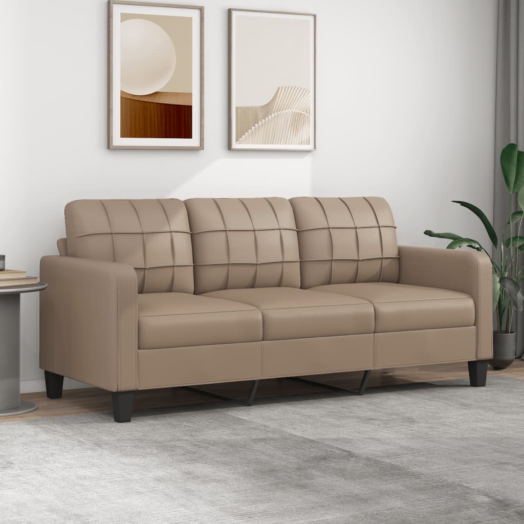 3-seater sofa cappuccino brown 180 cm artificial leather