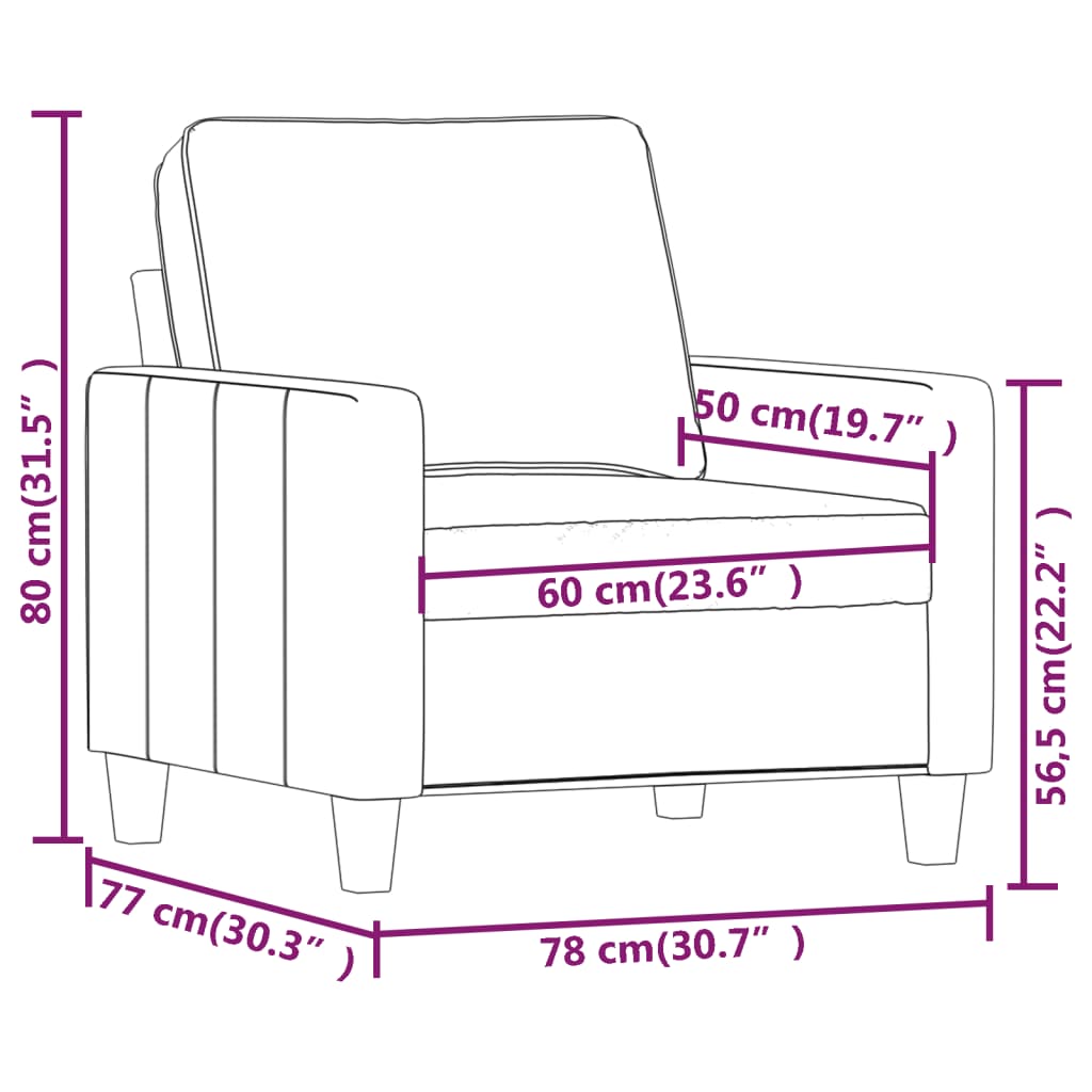 Sofasessel Hellgrau 60 cm Stoff