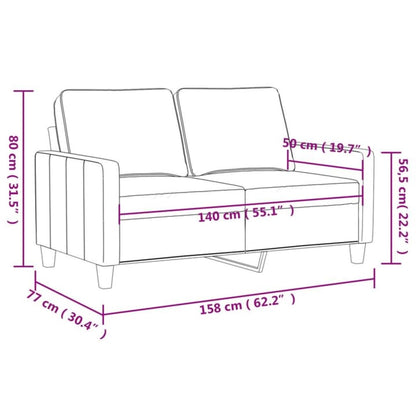 2-seater sofa cream 140 cm fabric