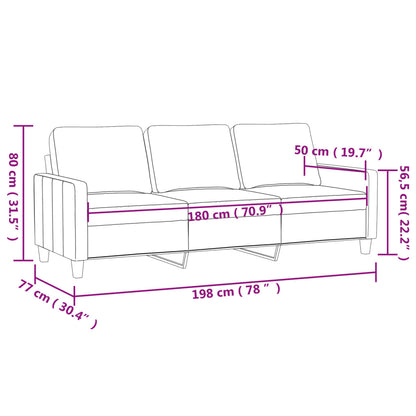 3-seater sofa brown 180 cm fabric