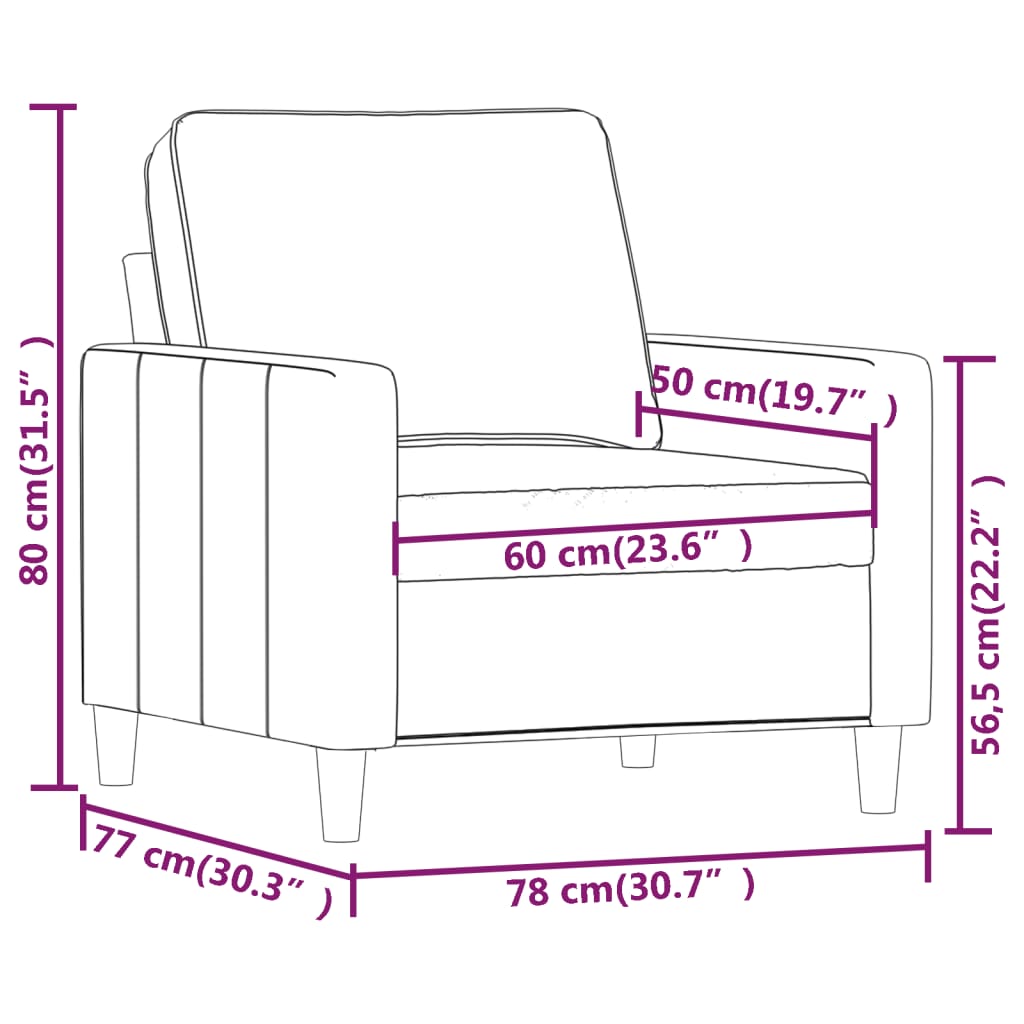 Sessel Gelb 60 cm Samt