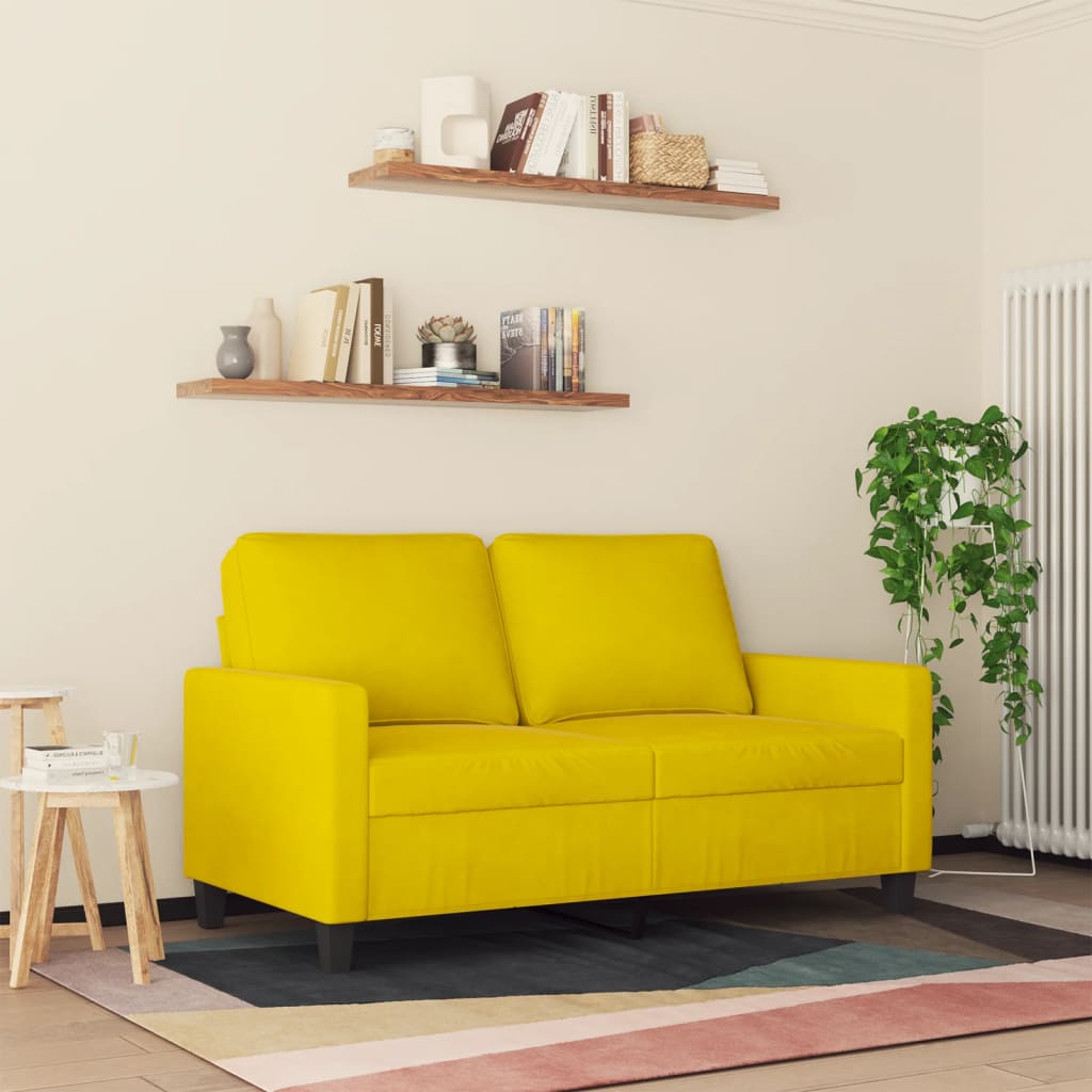 2-seater sofa yellow 120 cm velvet