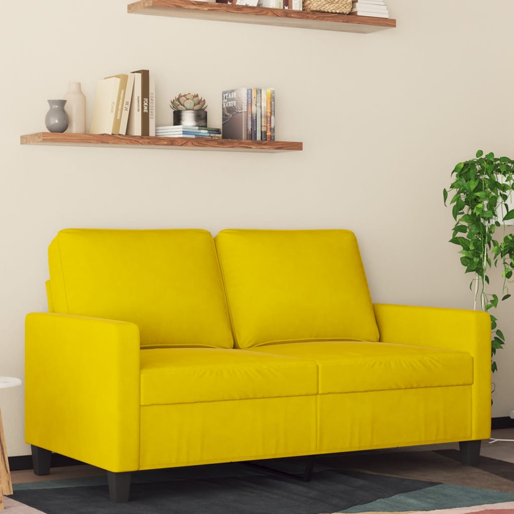 2-seater sofa yellow 120 cm velvet