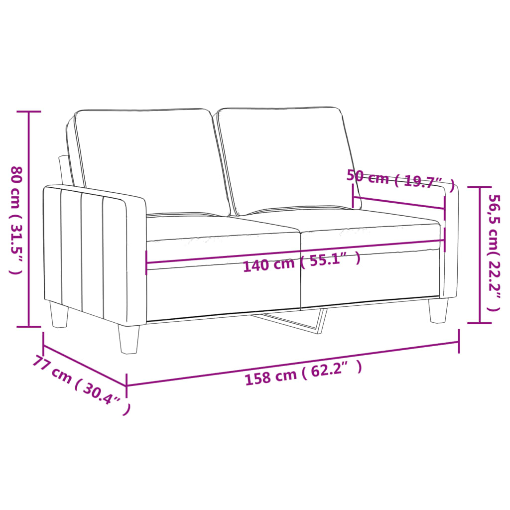 2-Sitzer-Sofa Blau 140 cm Samt