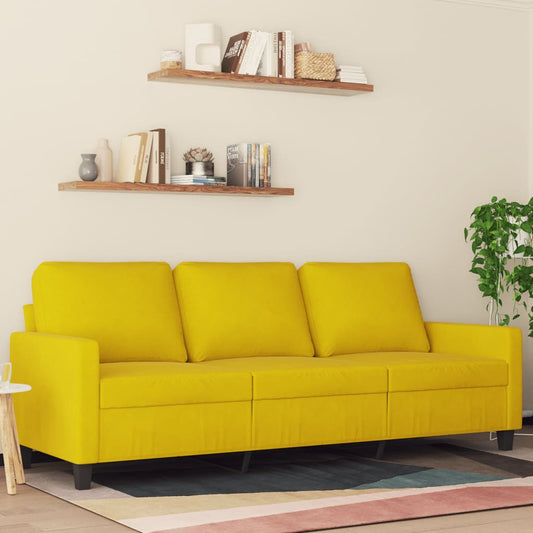 3-seater sofa yellow 180 cm velvet