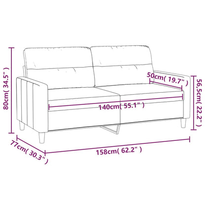 2-seater sofa brown 140 cm fabric