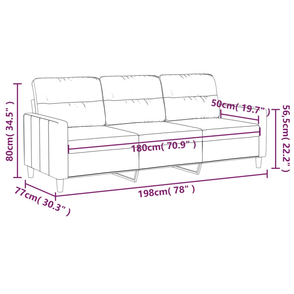 3-Sitzer-Sofa Braun 180 cm Stoff