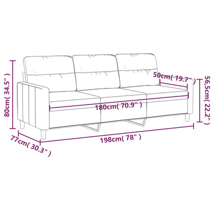 3-seater sofa black 180 cm fabric