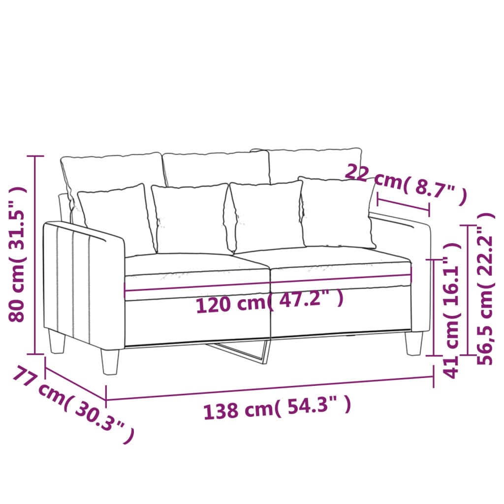 2-Sitzer-Sofa Braun 120 cm Stoff