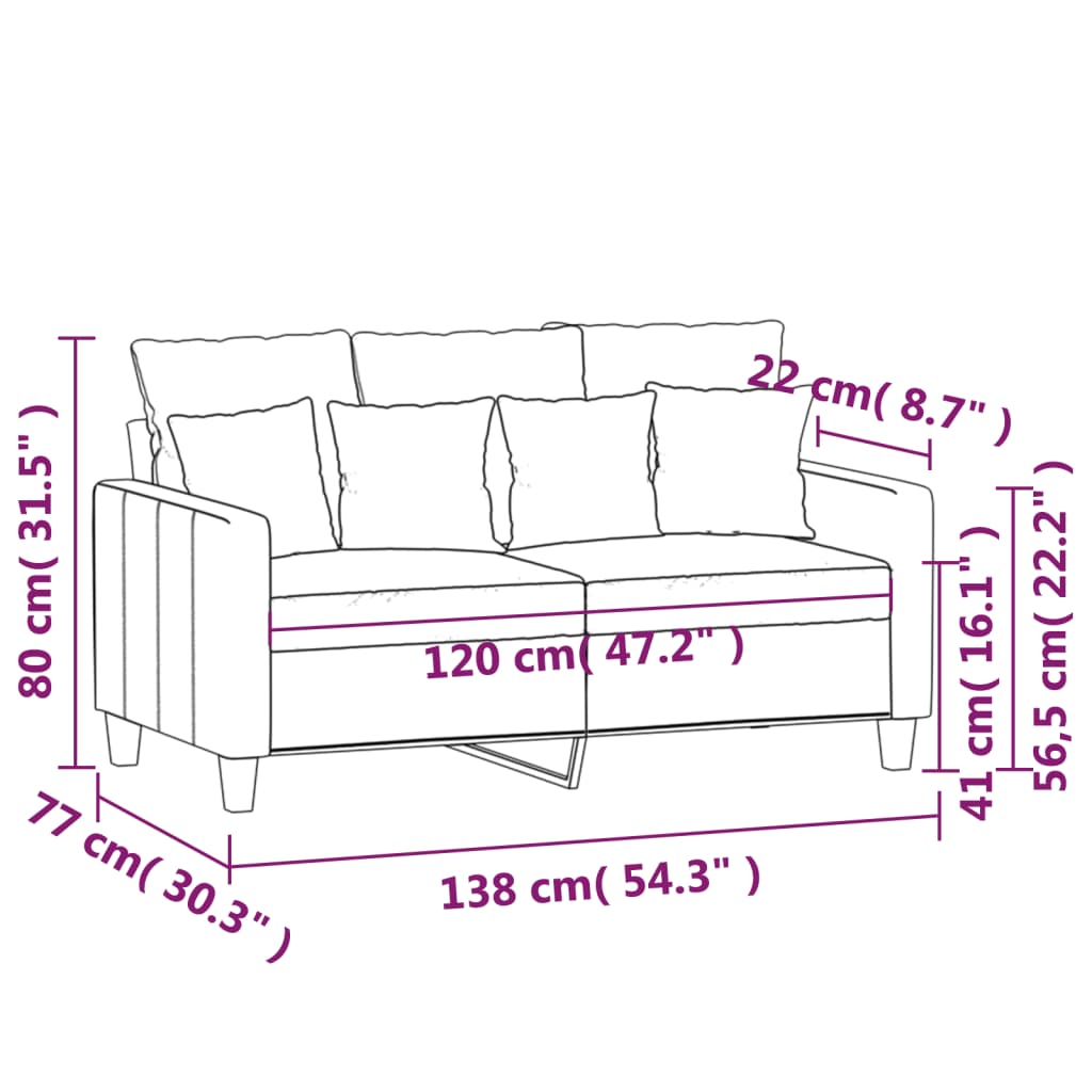 2-Sitzer-Sofa Taupe 120 cm Stoff