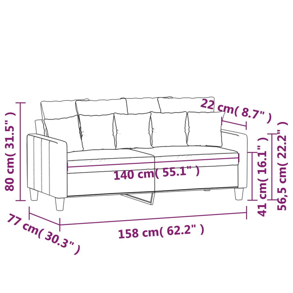 2-Sitzer-Sofa Braun 140 cm Stoff