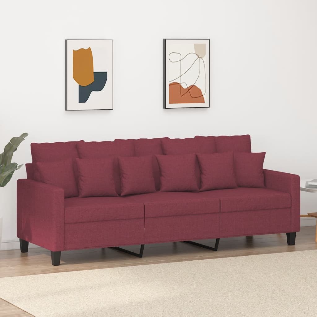 3-Sitzer-Sofa Weinrot 180 cm Stoff